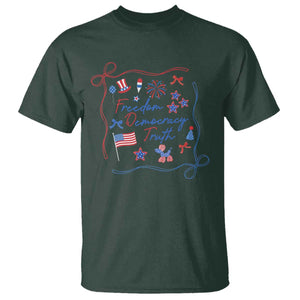 Patriotic Subtle FDT T Shirt Coquette Bow Patriotic 4th of July TS10 Dark Forest Green Print Your Wear