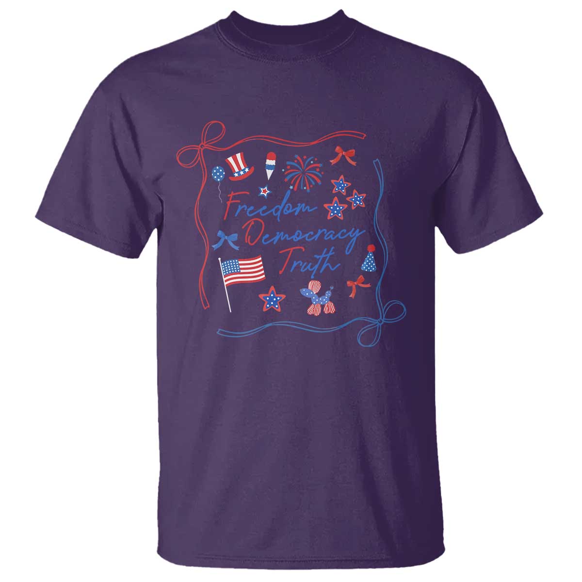 Patriotic Subtle FDT T Shirt Coquette Bow Patriotic 4th of July TS10 Purple Print Your Wear