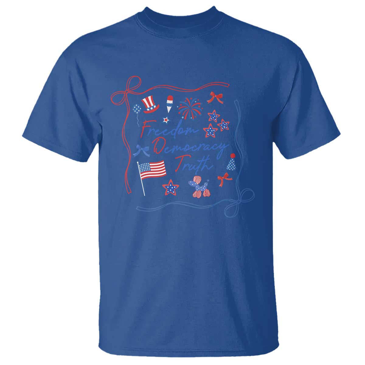 Patriotic Subtle FDT T Shirt Coquette Bow Patriotic 4th of July TS10 Royal Blue Print Your Wear