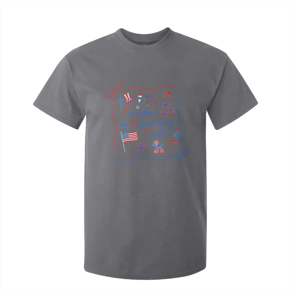 Patriotic Subtle FDT T Shirt For Kid Coquette Bow Patriotic 4th of July TS10 Charcoal Print Your Wear