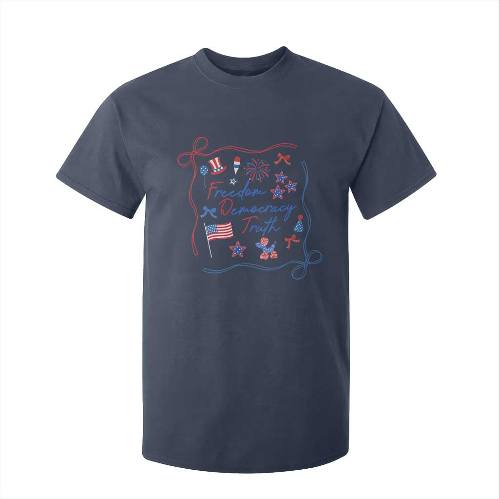 Patriotic Subtle FDT T Shirt For Kid Coquette Bow Patriotic 4th of July TS10 Navy Print Your Wear