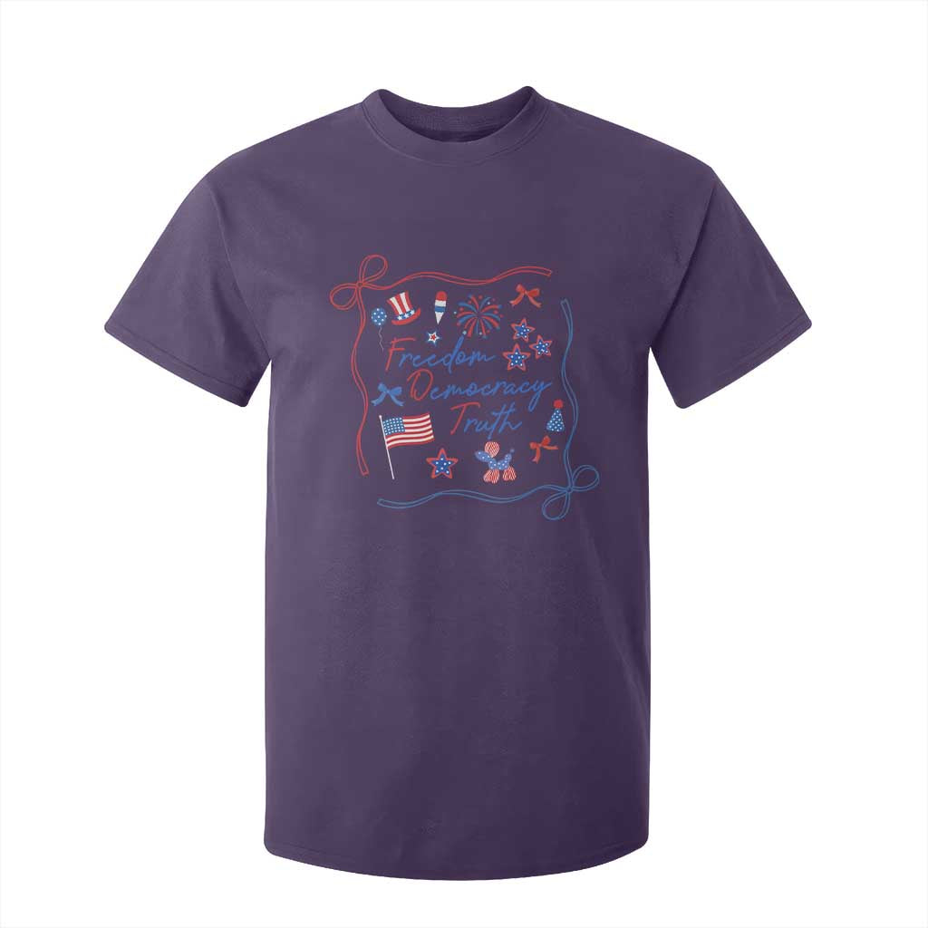 Patriotic Subtle FDT T Shirt For Kid Coquette Bow Patriotic 4th of July TS10 Purple Print Your Wear