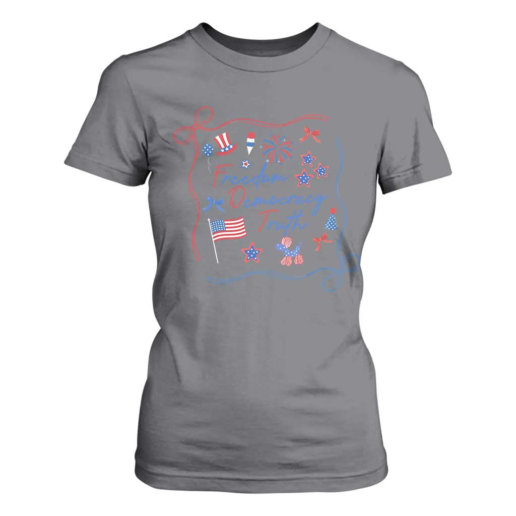 Patriotic Subtle FDT T Shirt For Women Coquette Bow Patriotic 4th of July TS10 Charcoal Print Your Wear