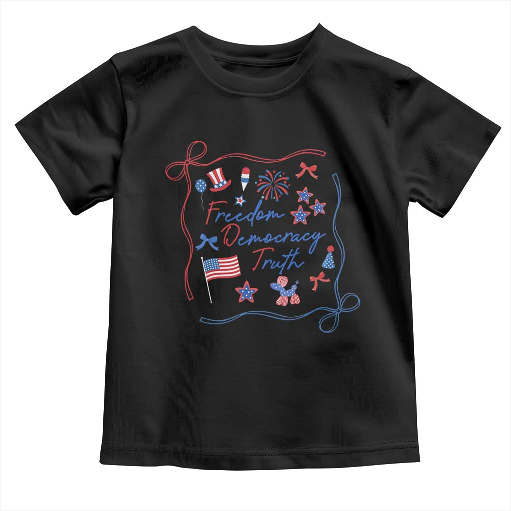 Patriotic Subtle FDT Toddler T Shirt Coquette Bow Patriotic 4th of July TS10 Black Print Your Wear