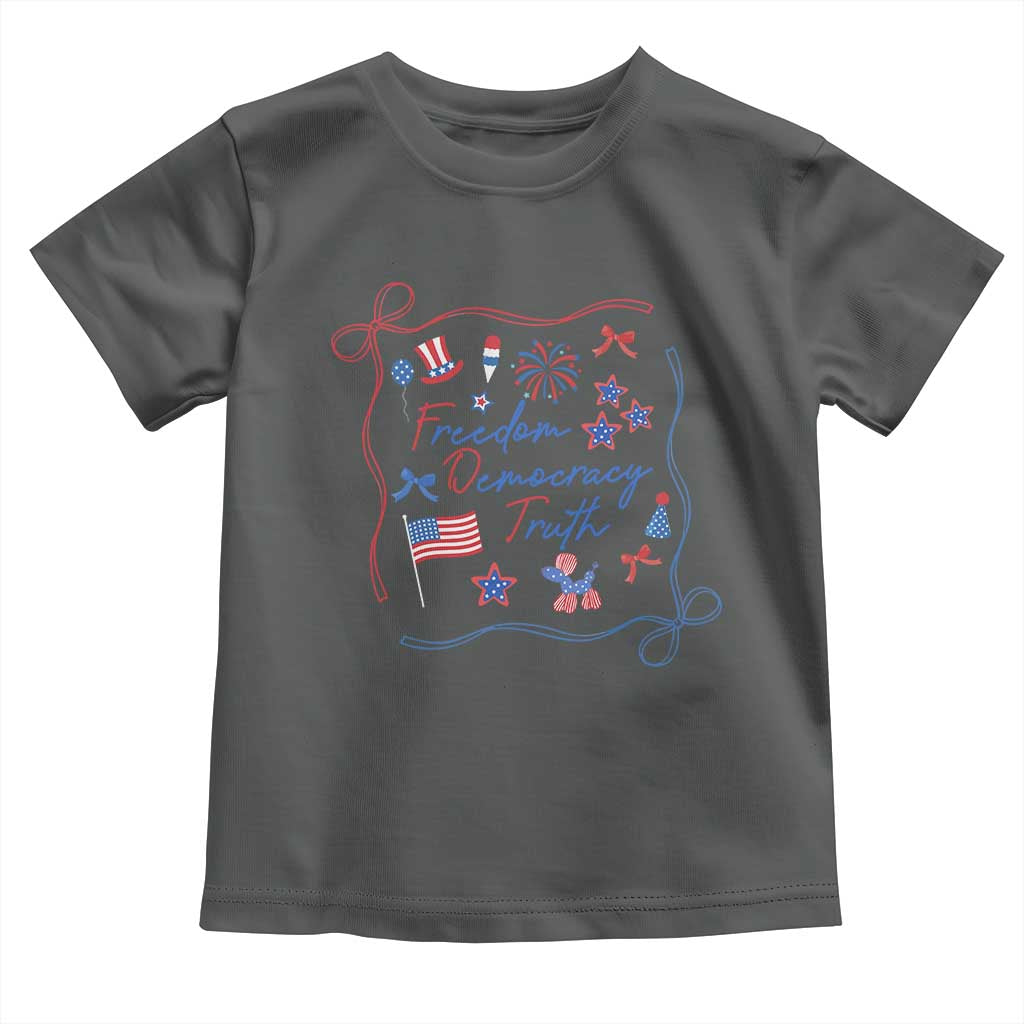 Patriotic Subtle FDT Toddler T Shirt Coquette Bow Patriotic 4th of July TS10 Dark Heather Print Your Wear