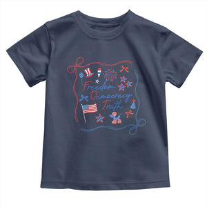 Patriotic Subtle FDT Toddler T Shirt Coquette Bow Patriotic 4th of July TS10 Navy Print Your Wear