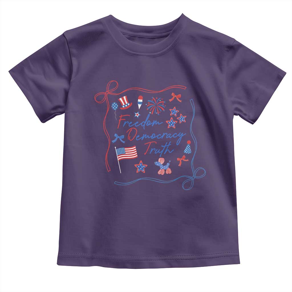 Patriotic Subtle FDT Toddler T Shirt Coquette Bow Patriotic 4th of July TS10 Purple Print Your Wear