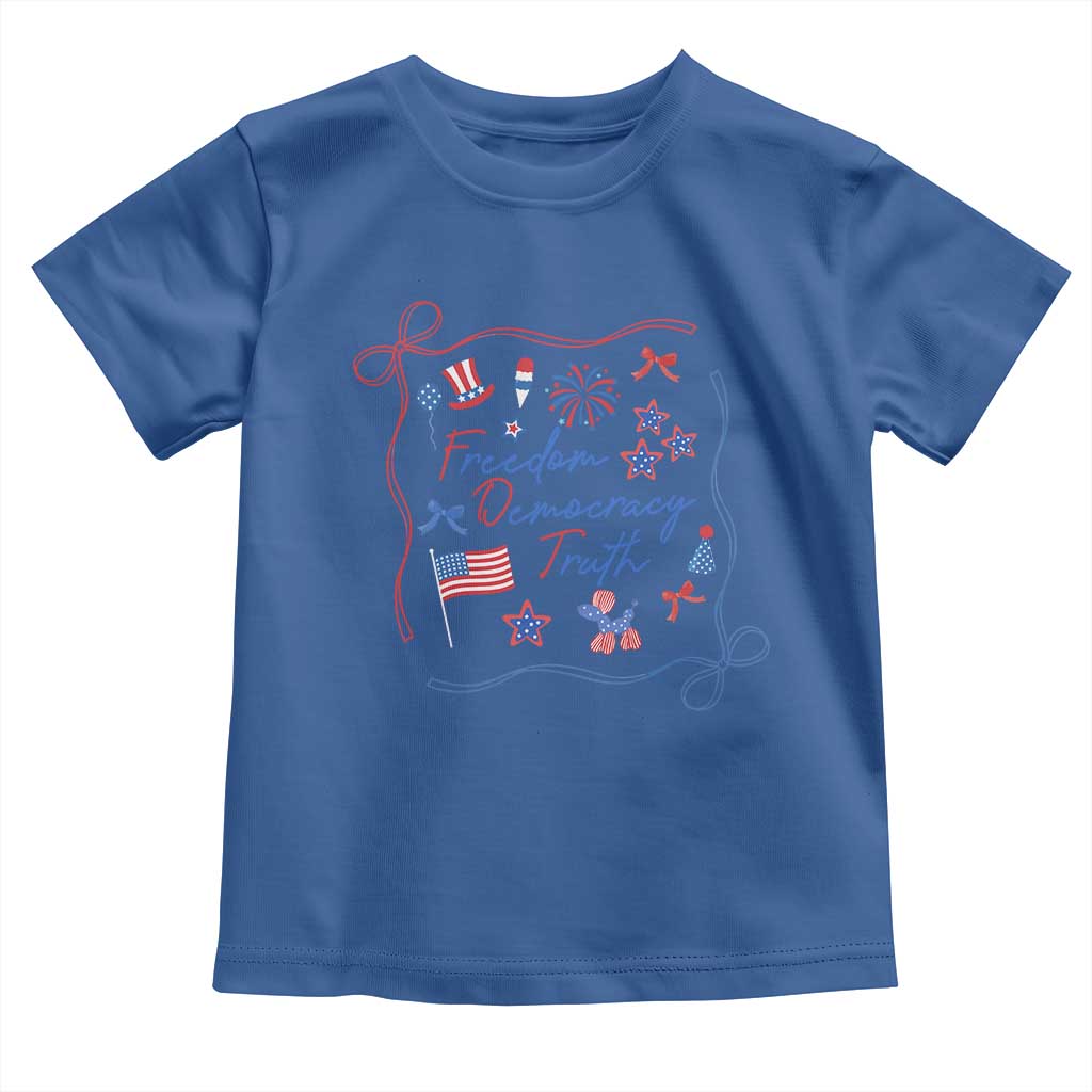 Patriotic Subtle FDT Toddler T Shirt Coquette Bow Patriotic 4th of July TS10 Royal Blue Print Your Wear