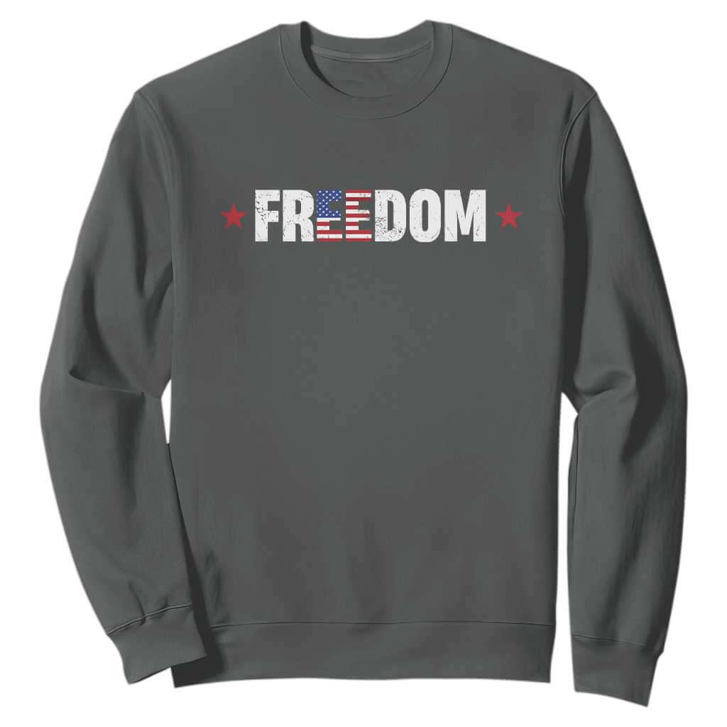 Patriotic Sweatshirt Freedom American Flag 4th of July TS10 Dark Heather Print Your Wear