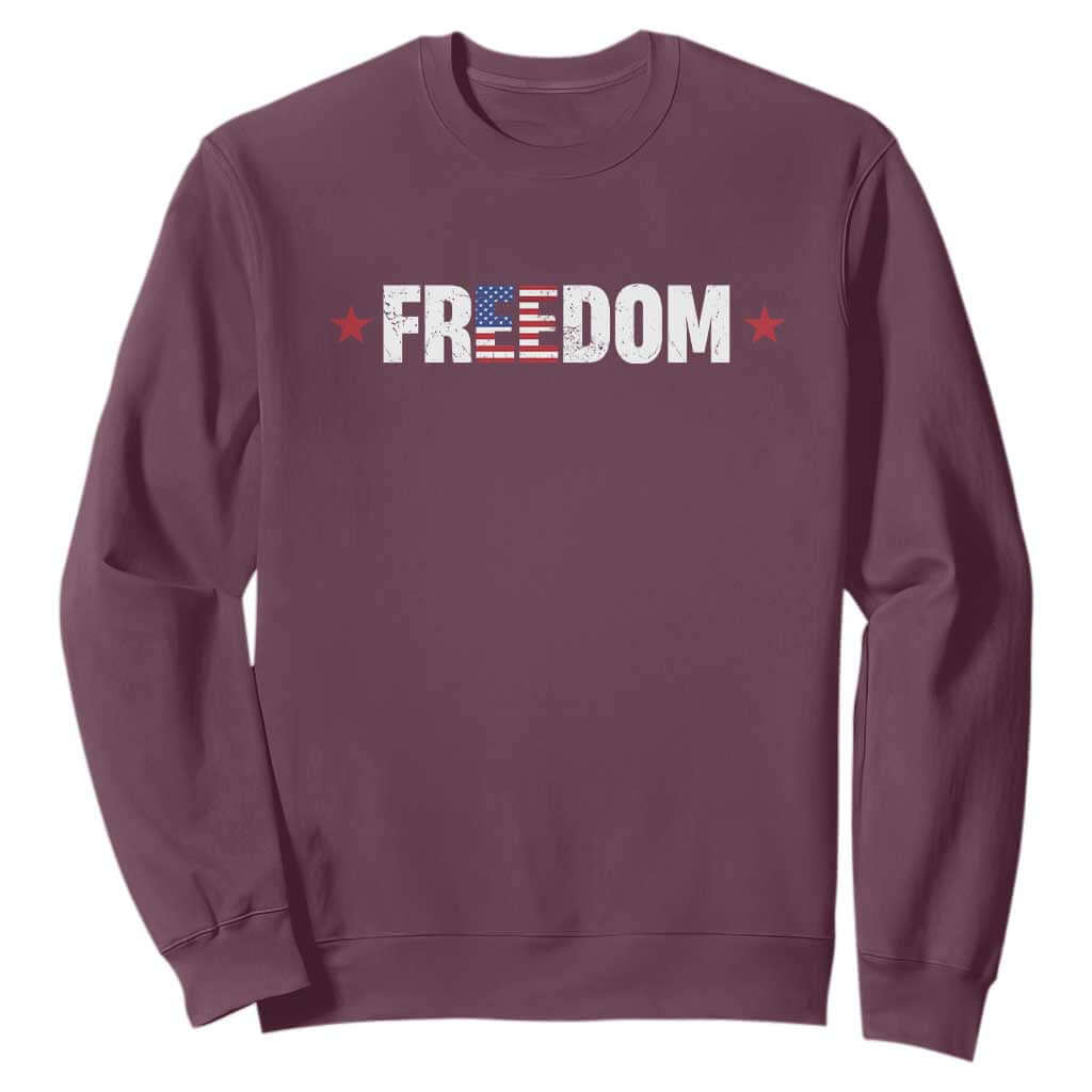 Patriotic Sweatshirt Freedom American Flag 4th of July TS10 Maroon Print Your Wear