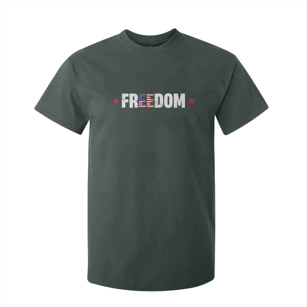 Patriotic T Shirt For Kid Freedom American Flag 4th of July TS10 Dark Forest Green Print Your Wear