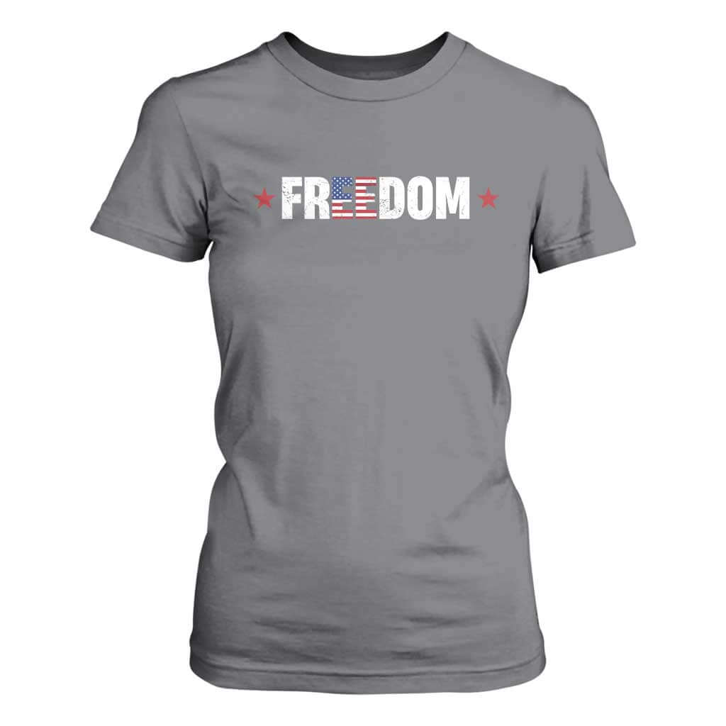 Patriotic T Shirt For Women Freedom American Flag 4th of July TS10 Charcoal Print Your Wear
