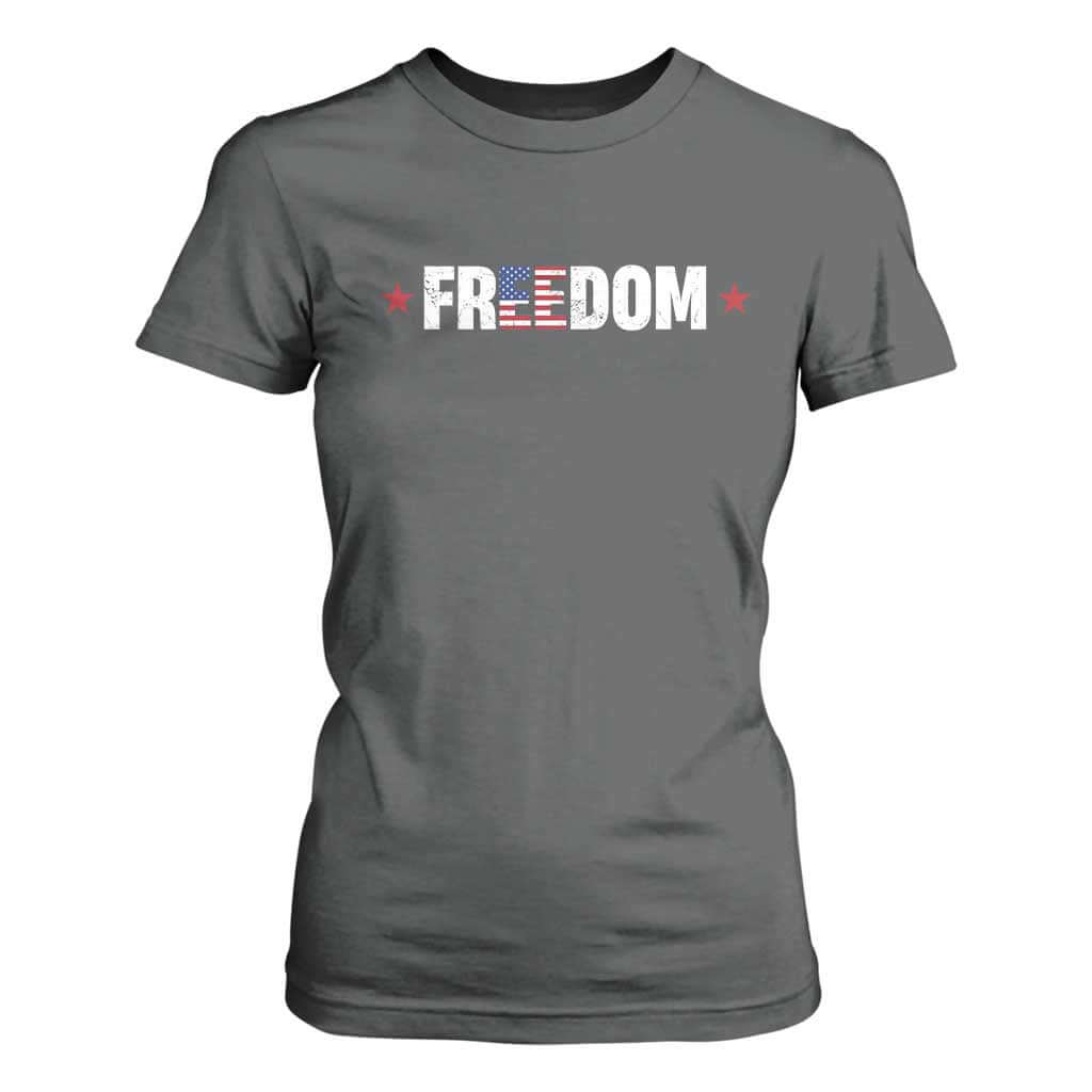 Patriotic T Shirt For Women Freedom American Flag 4th of July TS10 Dark Heather Print Your Wear