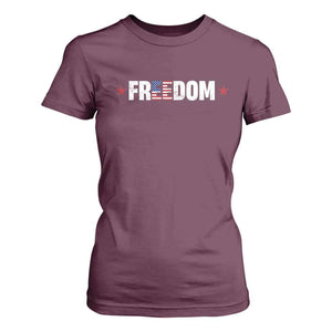 Patriotic T Shirt For Women Freedom American Flag 4th of July TS10 Maroon Print Your Wear