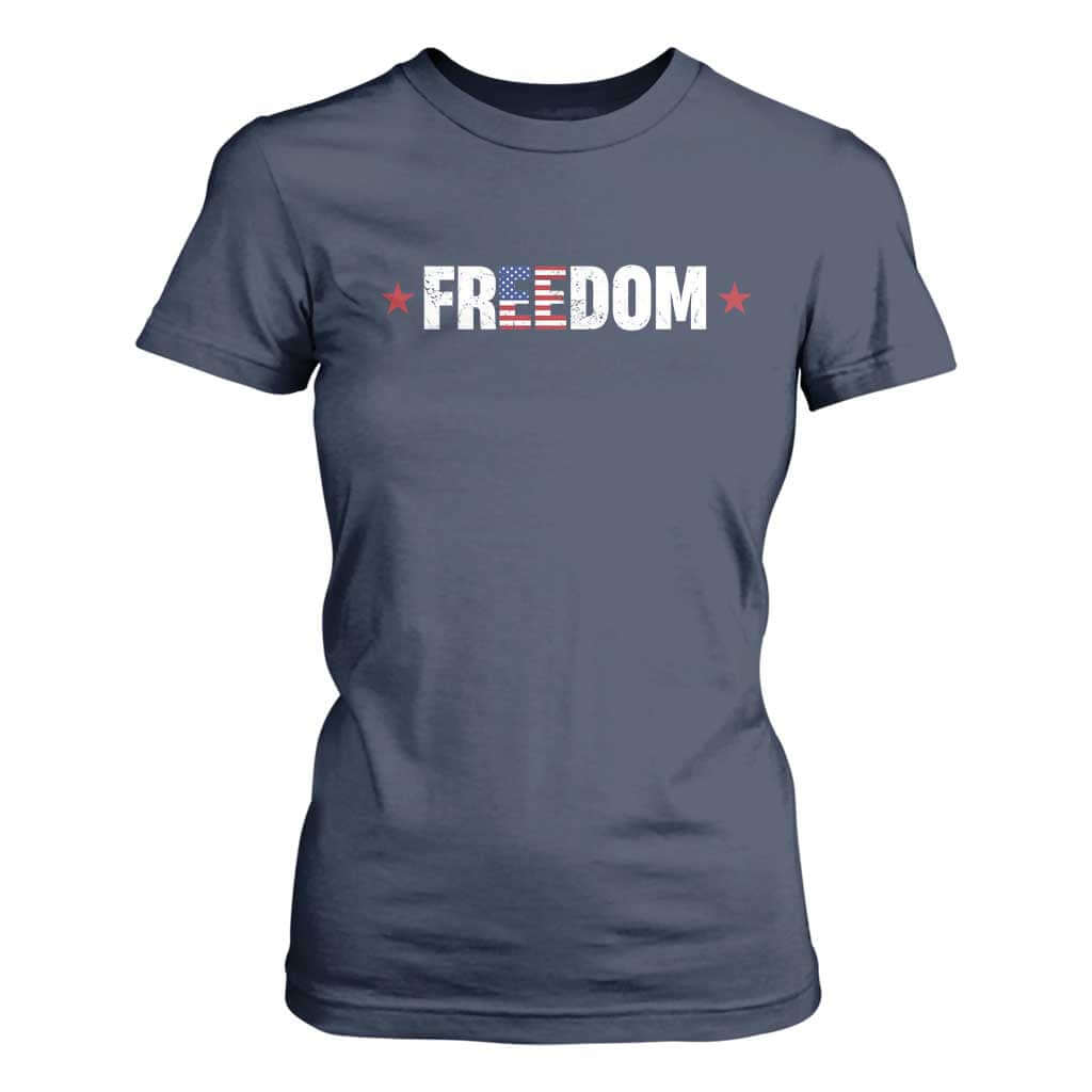 Patriotic T Shirt For Women Freedom American Flag 4th of July TS10 Navy Print Your Wear