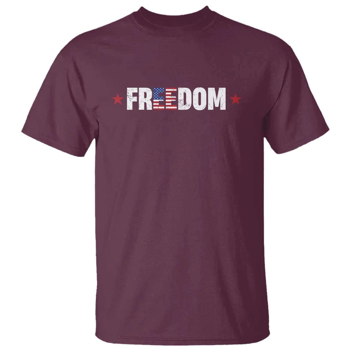 Patriotic T Shirt Freedom American Flag 4th of July TS10 Maroon Print Your Wear