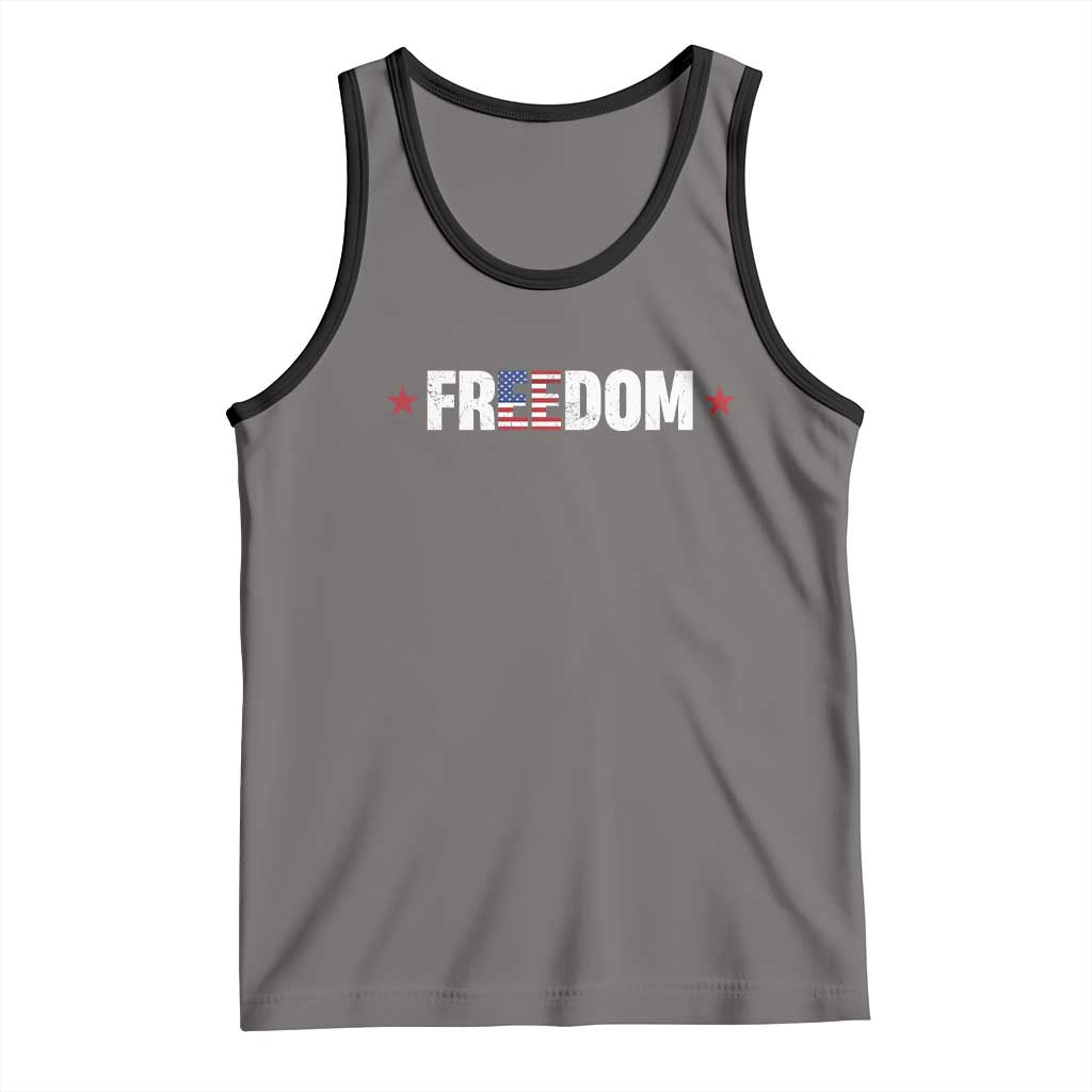 Patriotic Tank Top Freedom American Flag 4th of July TS10 Deep Heather Black Print Your Wear
