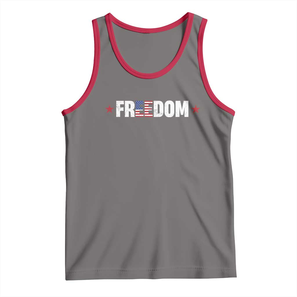 Patriotic Tank Top Freedom American Flag 4th of July TS10 Deep Heather Red Print Your Wear