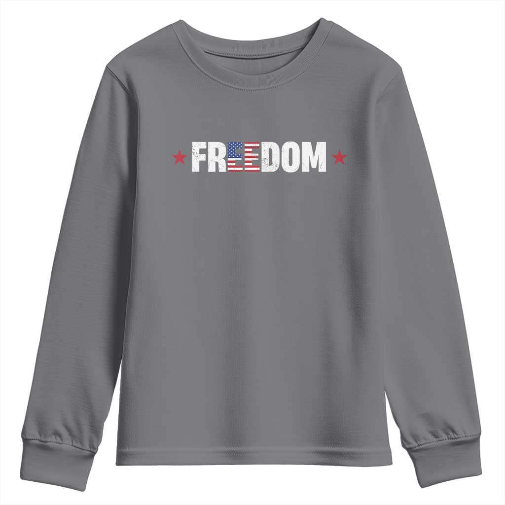 Patriotic Youth Sweatshirt Freedom American Flag 4th of July TS10 Charcoal Print Your Wear