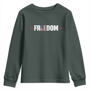 Patriotic Youth Sweatshirt Freedom American Flag 4th of July TS10 Dark Forest Green Print Your Wear