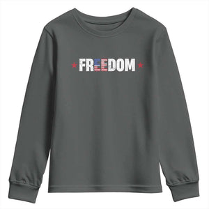 Patriotic Youth Sweatshirt Freedom American Flag 4th of July TS10 Dark Heather Print Your Wear