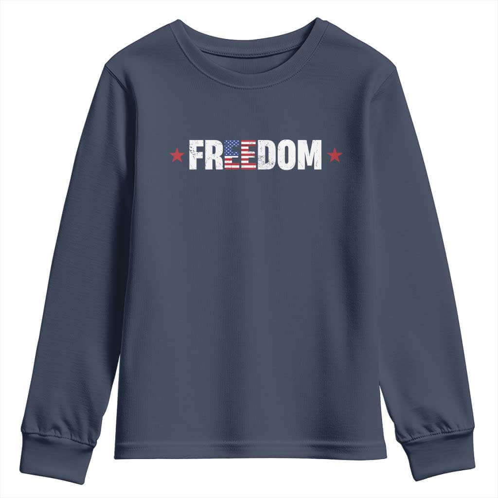 Patriotic Youth Sweatshirt Freedom American Flag 4th of July TS10 Navy Print Your Wear
