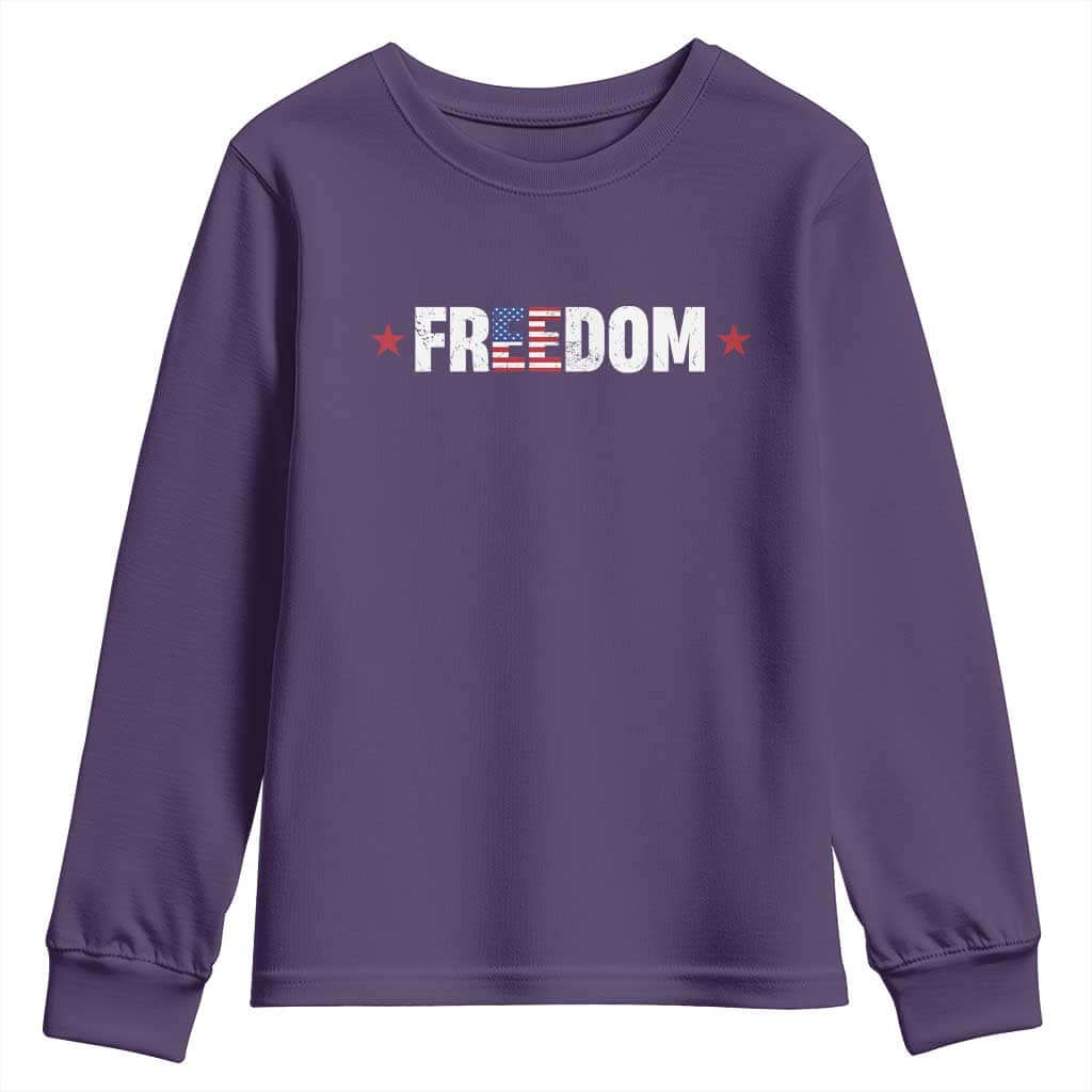 Patriotic Youth Sweatshirt Freedom American Flag 4th of July TS10 Purple Print Your Wear
