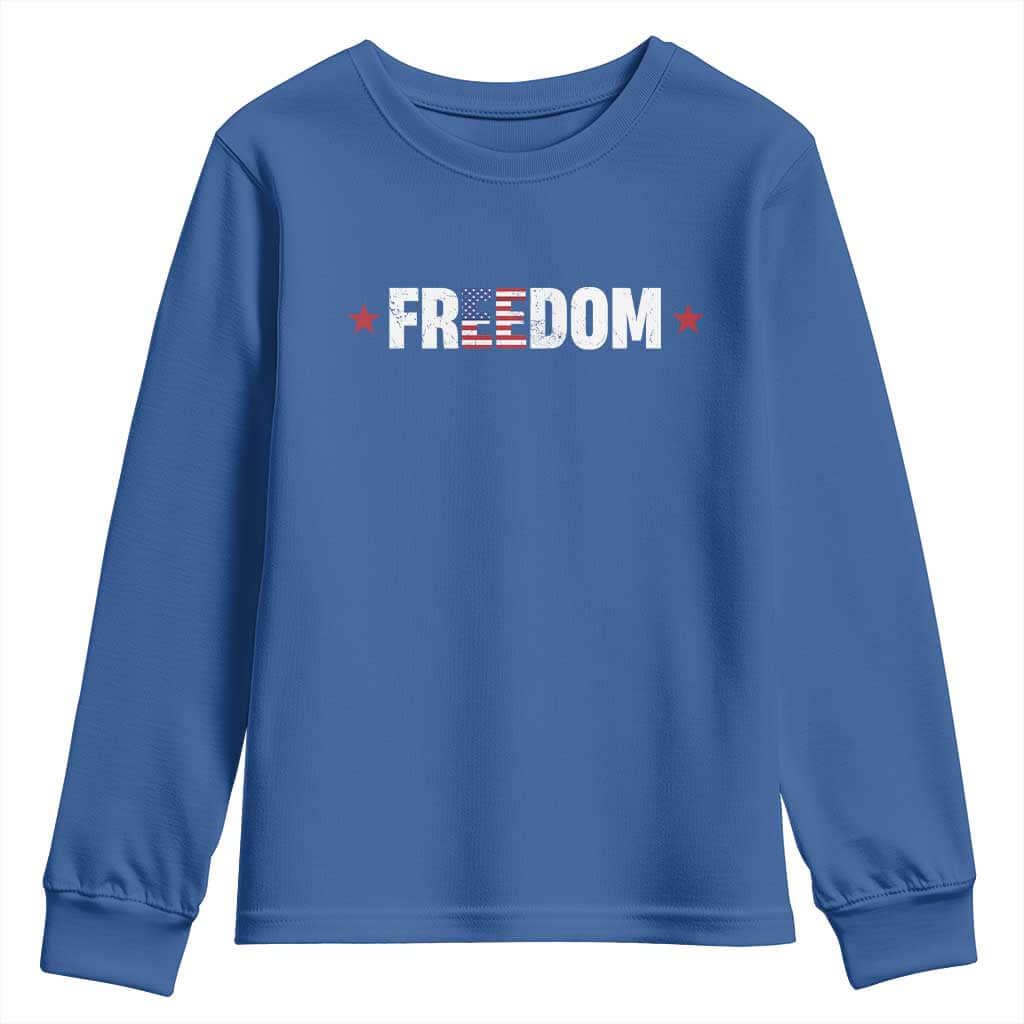 Patriotic Youth Sweatshirt Freedom American Flag 4th of July TS10 Royal Blue Print Your Wear