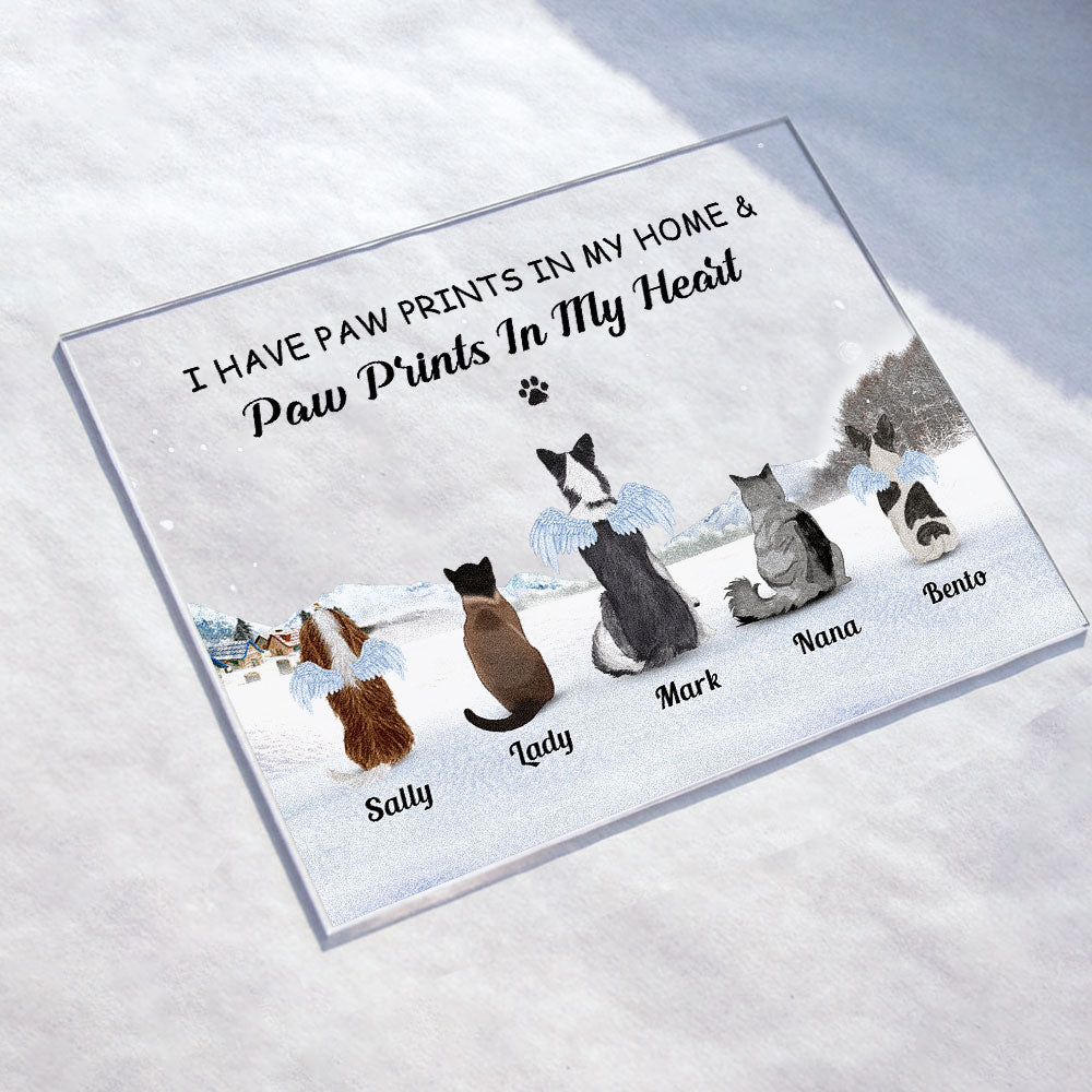 Personalized Paw Prints In My Home and Paw Prints In My Heart Acrylic Plaque Loving, Memorial Gift For Pet Lover, Dog Lover, Dog Owner, Cat Lover Cat Owner CTM Custom - Printyourwear