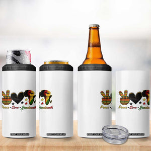 Peace Love Juneteenth 4 in 1 Can Cooler Tumbler 1865 Heart Kente Peace Sign Africa Fist TS02 Print Your Wear