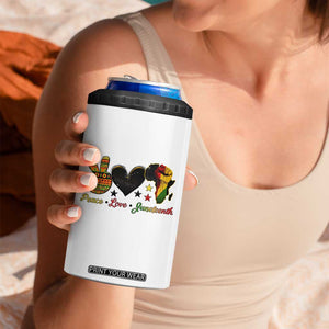 Peace Love Juneteenth 4 in 1 Can Cooler Tumbler 1865 Heart Kente Peace Sign Africa Fist TS02 Print Your Wear
