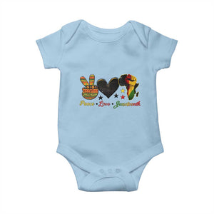 Peace Love Juneteenth Baby Onesie 1865 Heart Kente Peace Sign Africa Fist TS02 Light Blue Print Your Wear