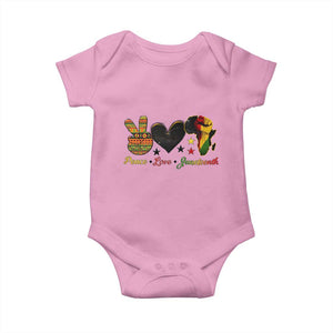 Peace Love Juneteenth Baby Onesie 1865 Heart Kente Peace Sign Africa Fist TS02 Light Pink Print Your Wear