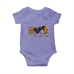 Peace Love Juneteenth Baby Onesie 1865 Heart Kente Peace Sign Africa Fist TS02 Violet Print Your Wear