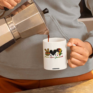 Peace Love Juneteenth Coffee Mug 1865 Heart Kente Peace Sign Africa Fist TS02 Print Your Wear