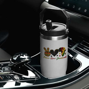 Peace Love Juneteenth Flip Straw Tumbler 1865 Heart Kente Peace Sign Africa Fist TS02 Print Your Wear