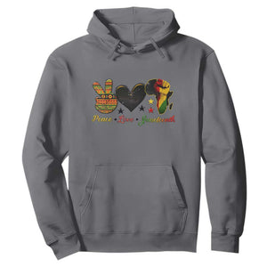 Peace Love Juneteenth Hoodie 1865 Heart Kente Peace Sign Africa Fist TS02 Charcoal Print Your Wear