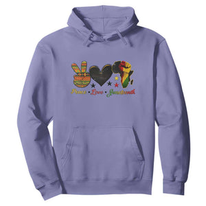 Peace Love Juneteenth Hoodie 1865 Heart Kente Peace Sign Africa Fist TS02 Violet Print Your Wear
