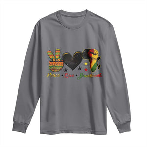 Peace Love Juneteenth Long Sleeve Shirt 1865 Heart Kente Peace Sign Africa Fist TS02 Charcoal Print Your Wear