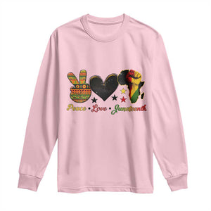 Peace Love Juneteenth Long Sleeve Shirt 1865 Heart Kente Peace Sign Africa Fist TS02 Light Pink Print Your Wear