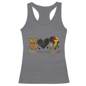 Peace Love Juneteenth Racerback Tank Top 1865 Heart Kente Peace Sign Africa Fist TS02 Charcoal Print Your Wear