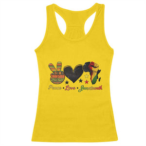 Peace Love Juneteenth Racerback Tank Top 1865 Heart Kente Peace Sign Africa Fist TS02 Daisy Print Your Wear