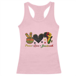 Peace Love Juneteenth Racerback Tank Top 1865 Heart Kente Peace Sign Africa Fist TS02 Light Pink Print Your Wear