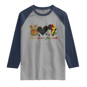 Peace Love Juneteenth Raglan Shirt 1865 Heart Kente Peace Sign Africa Fist TS02 Sport Gray Navy Print Your Wear