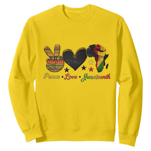 Peace Love Juneteenth Sweatshirt 1865 Heart Kente Peace Sign Africa Fist TS02 Daisy Print Your Wear