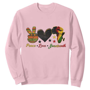 Peace Love Juneteenth Sweatshirt 1865 Heart Kente Peace Sign Africa Fist TS02 Light Pink Print Your Wear