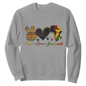Peace Love Juneteenth Sweatshirt 1865 Heart Kente Peace Sign Africa Fist TS02 Sport Gray Print Your Wear