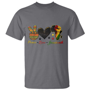 Peace Love Juneteenth T Shirt 1865 Heart Kente Peace Sign Africa Fist TS02 Charcoal Print Your Wear