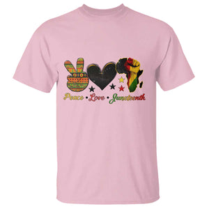 Peace Love Juneteenth T Shirt 1865 Heart Kente Peace Sign Africa Fist TS02 Light Pink Print Your Wear