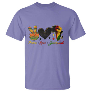 Peace Love Juneteenth T Shirt 1865 Heart Kente Peace Sign Africa Fist TS02 Violet Print Your Wear